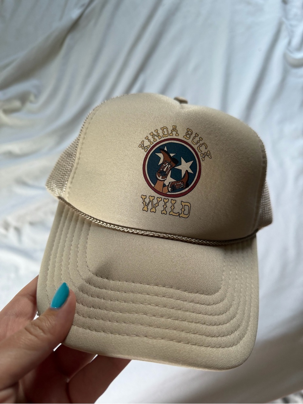 Kinda Buck Wild Beige Trucker Hat - Morgan Wallen